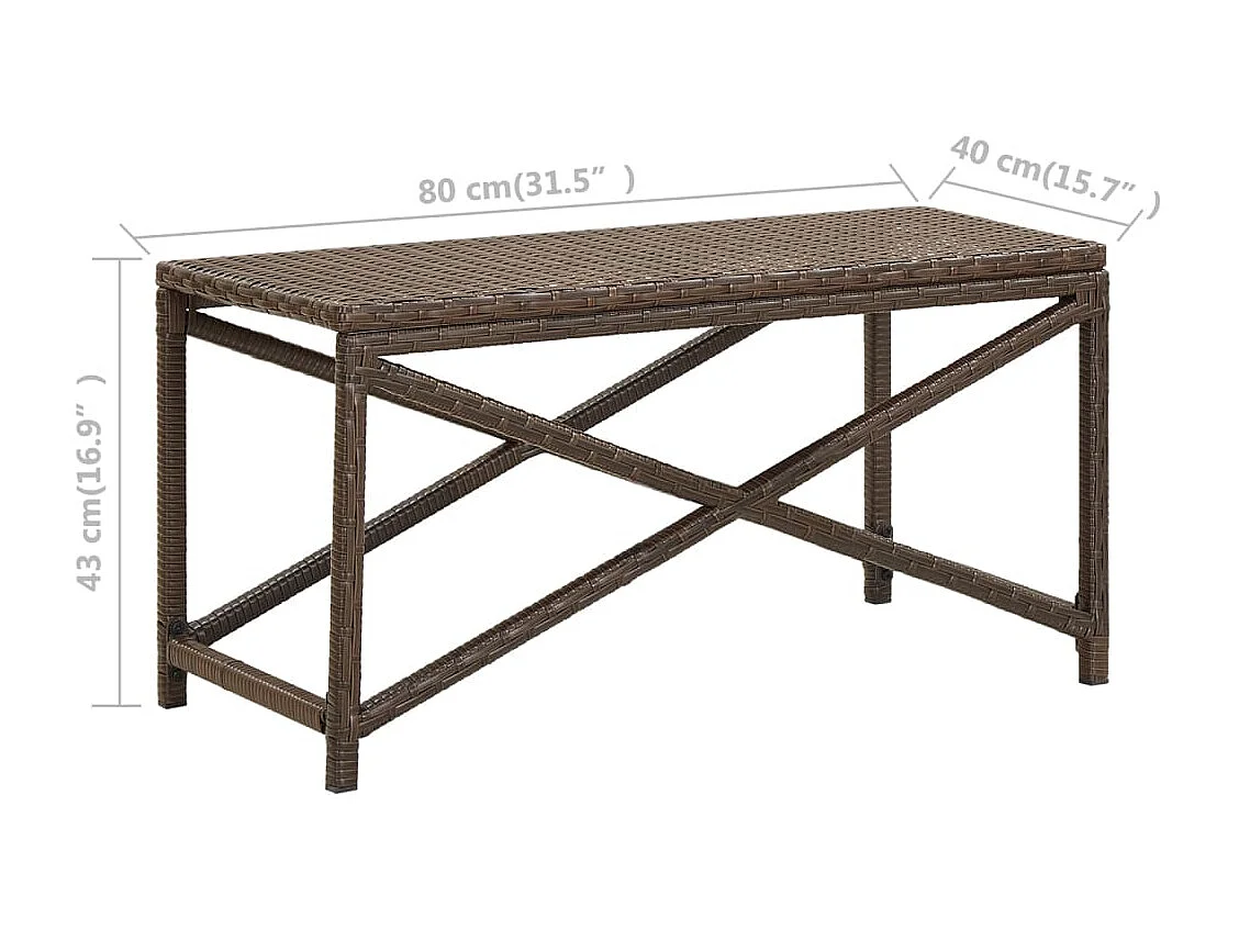 Gartenbank 80 cm Kunstharzgeflecht Braun