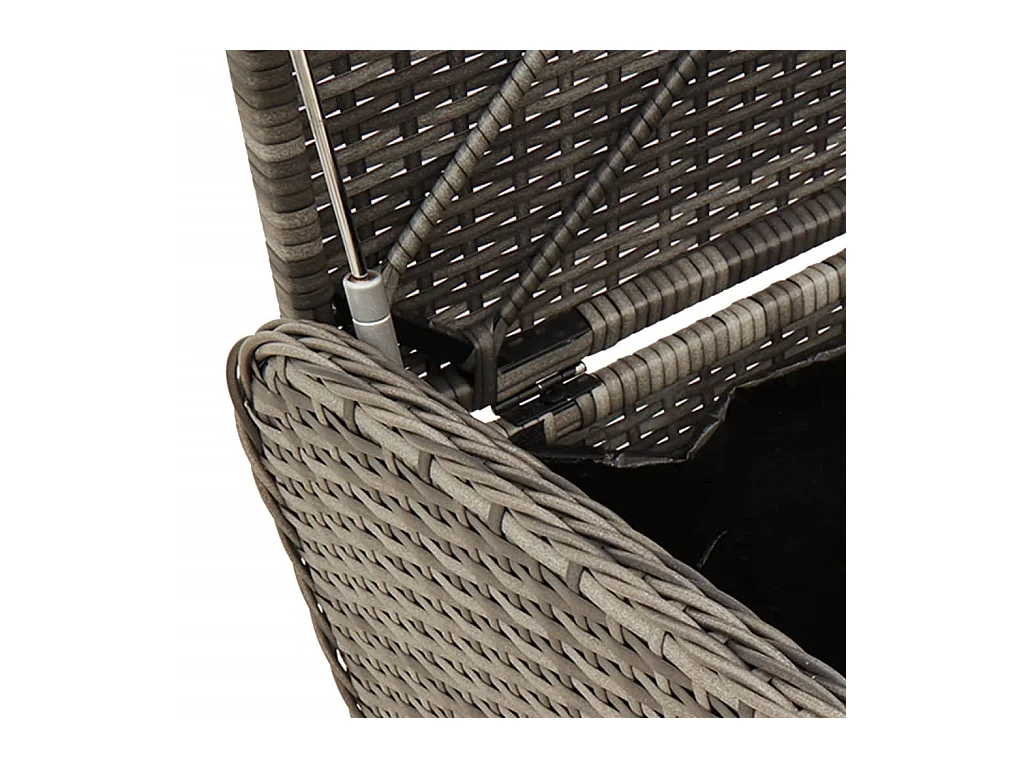 Banco contenedor con cojín gris 80x51x52 cm resina tejida