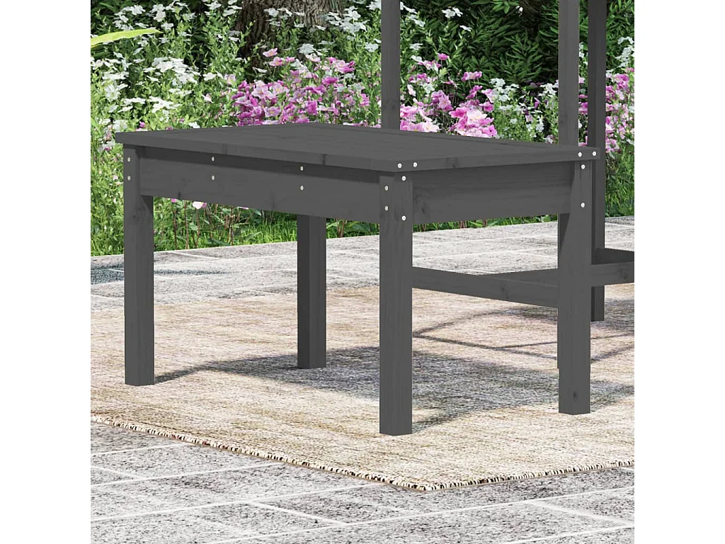 Banco de jardín gris madera maciza de pino 80x44x45 cm