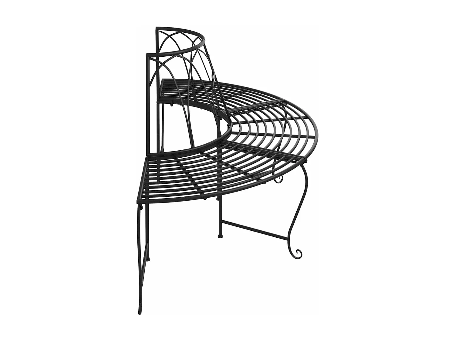 Banc demi-circulaire tour d'arbre Ø159 cm Noir Acier