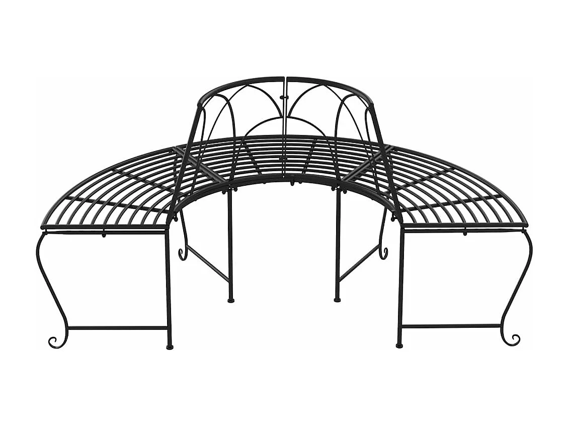 Banc demi-circulaire tour d'arbre Ø159 cm Noir Acier