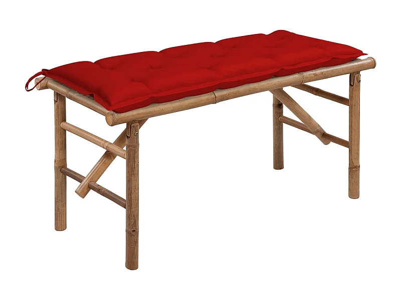 Banc de jardin pliable avec coussin 118 cm Bambou