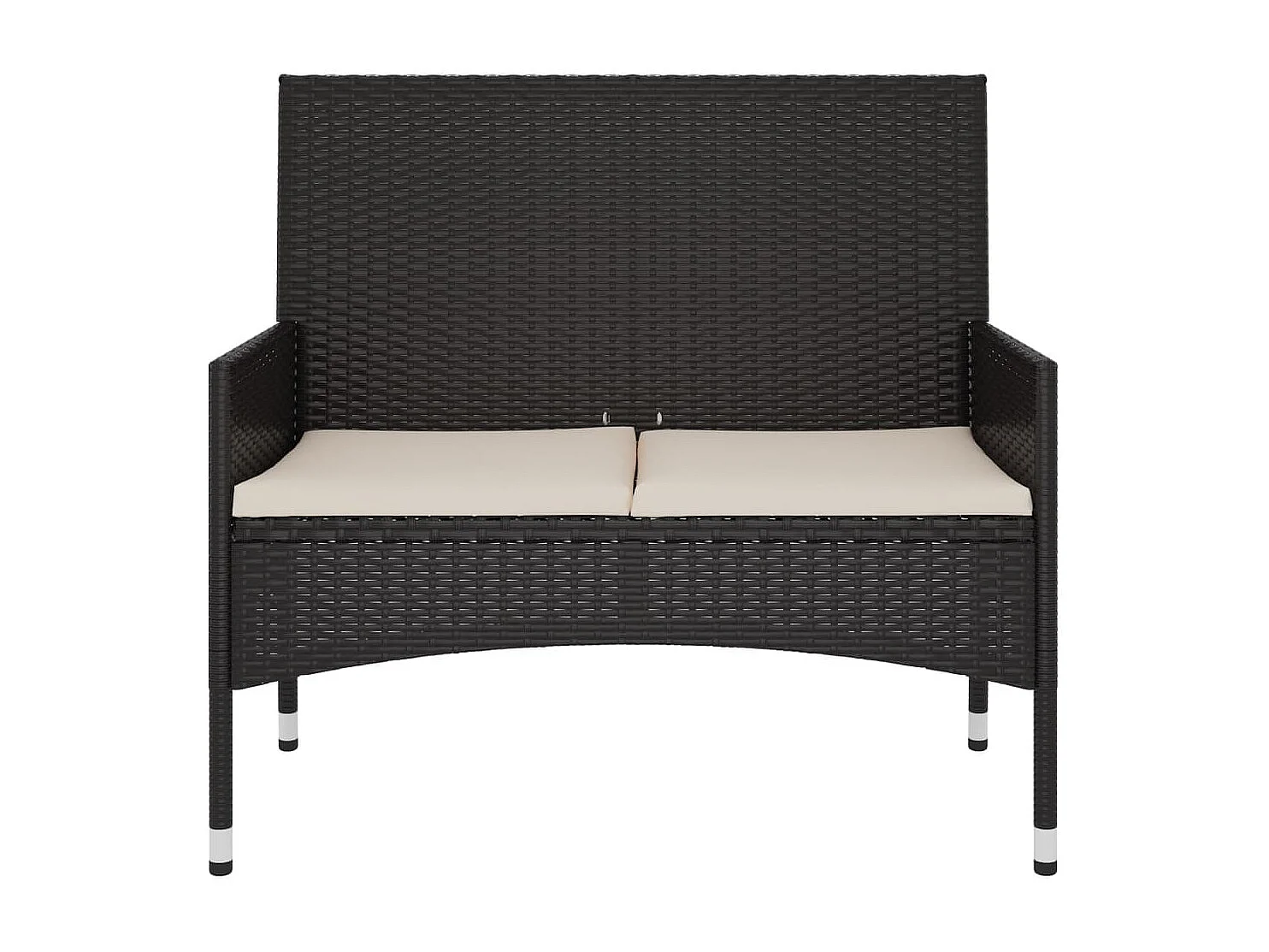 Banc de Jardin à 2 Places avec Coussins Noir Résine Tressée