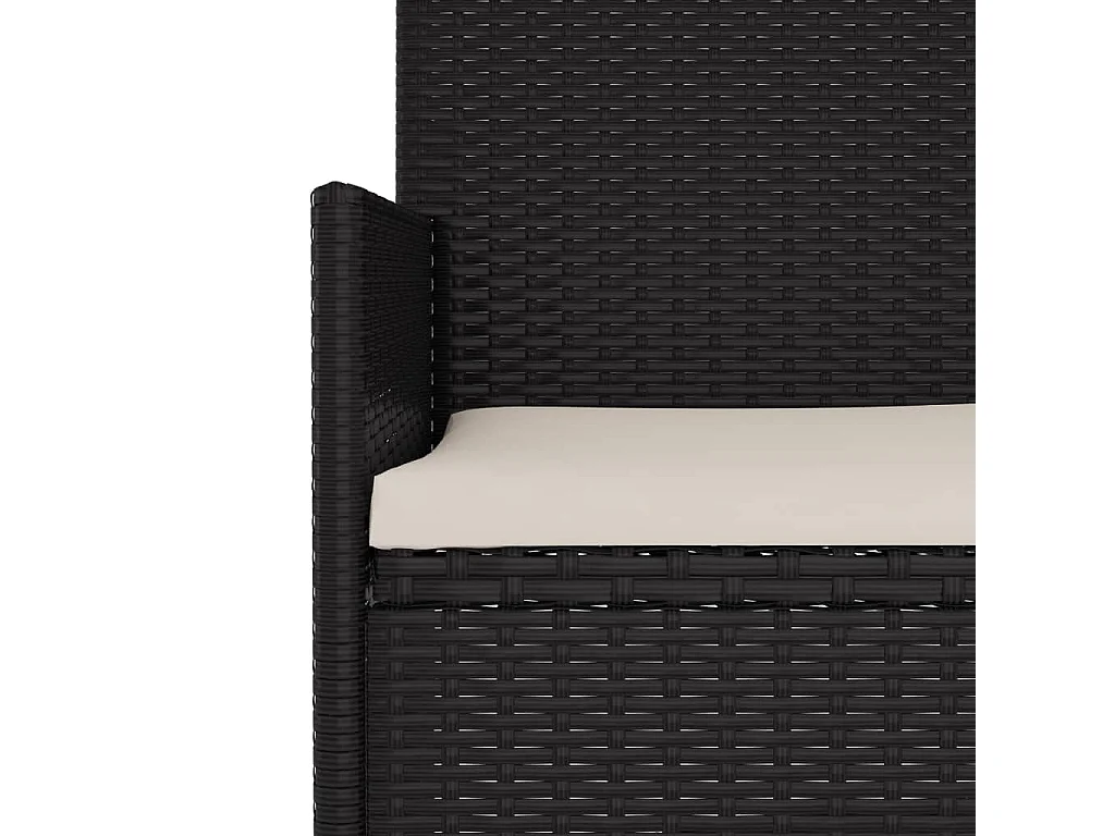 Banc de Jardin à 2 Places avec Coussins Noir Résine Tressée