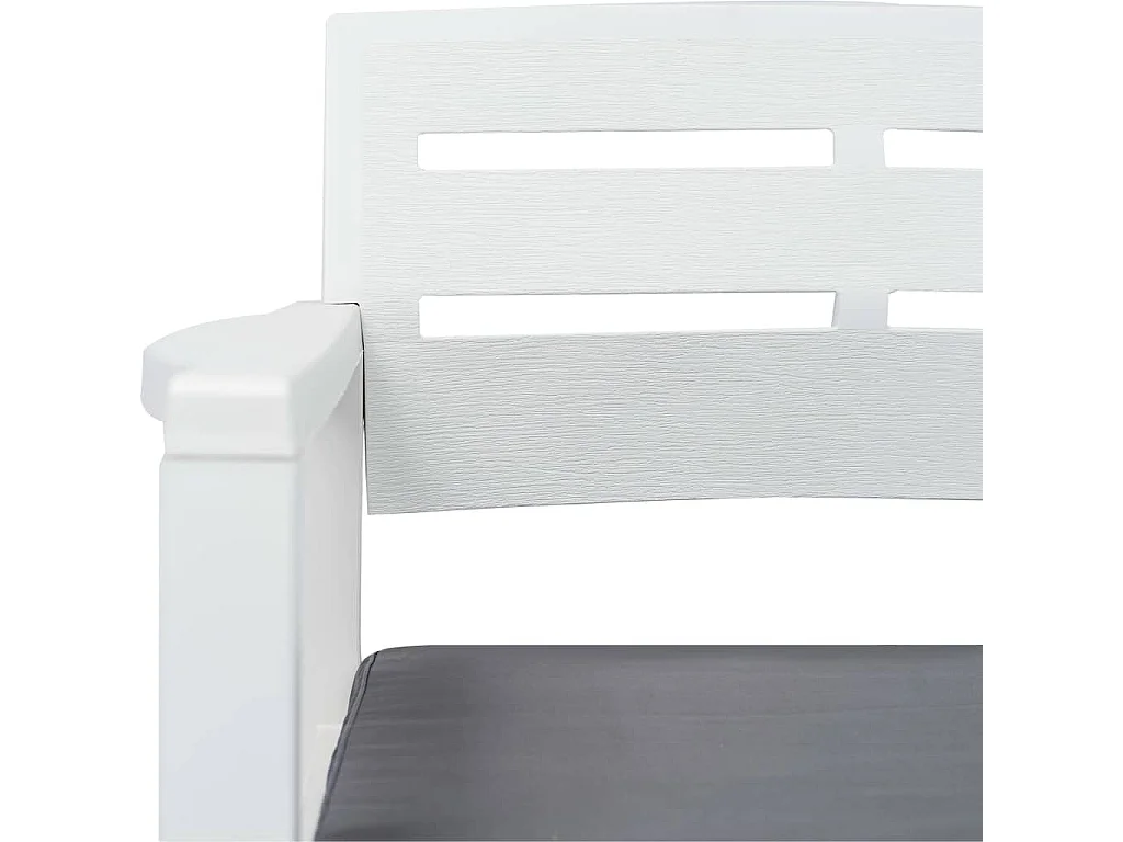 2-Sitzer-Gartenbank und Kissen 133 cm aus weißem Kunststoff