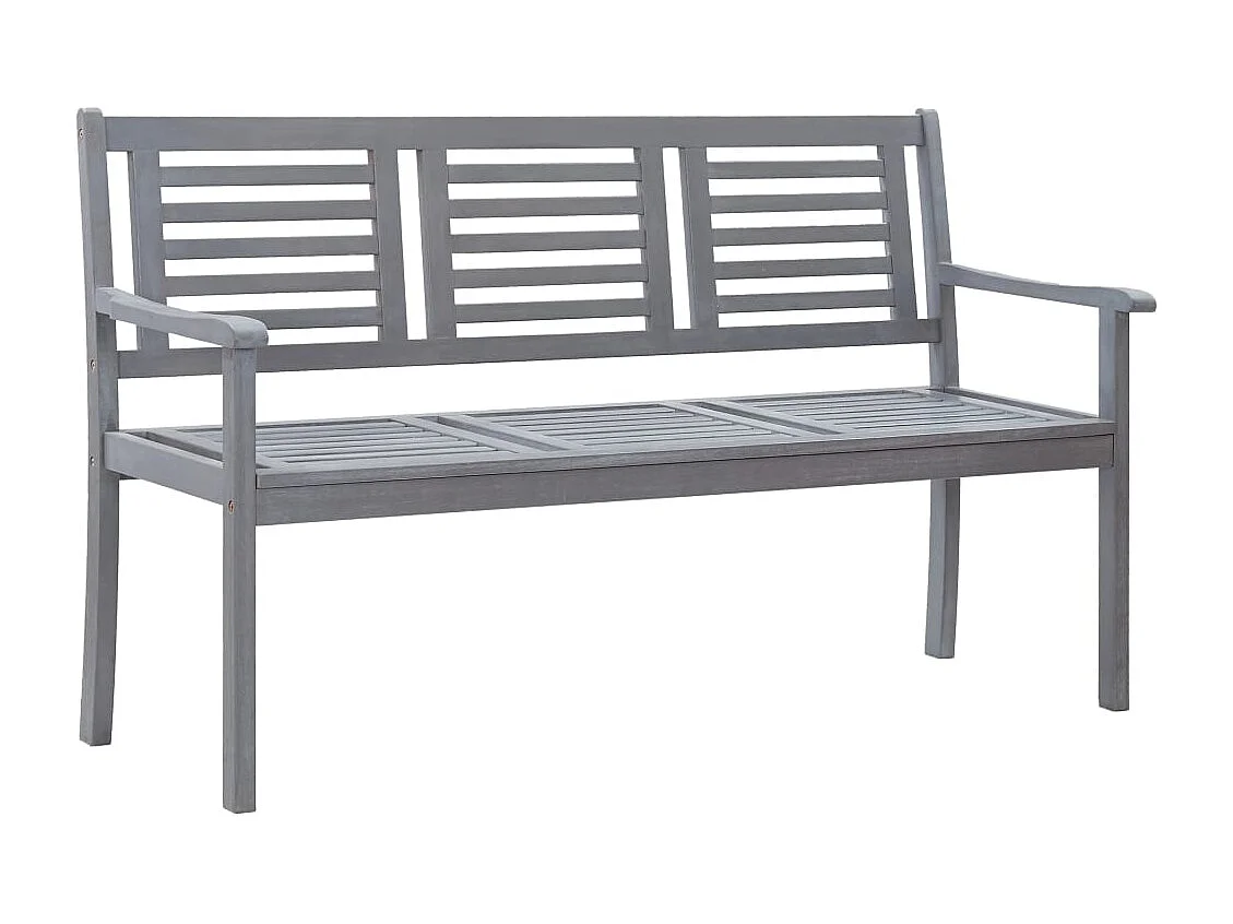 Banc de jardin 3 places avec coussin 150 cm Gris Eucalyptus