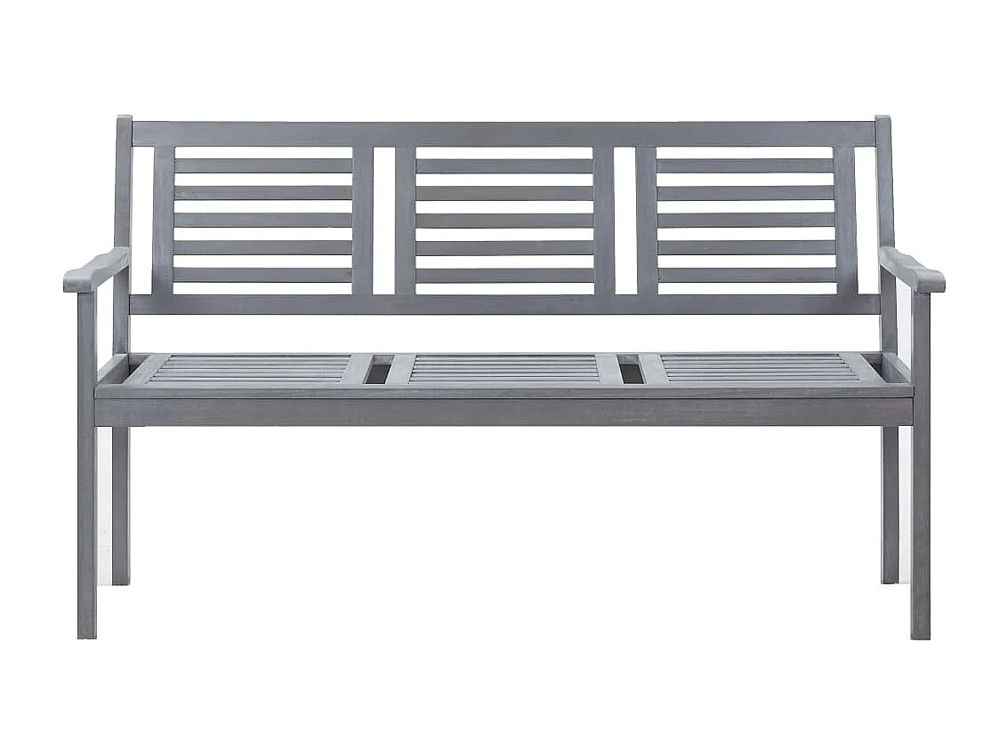 Banc de jardin 3 places avec coussin 150 cm Gris Eucalyptus