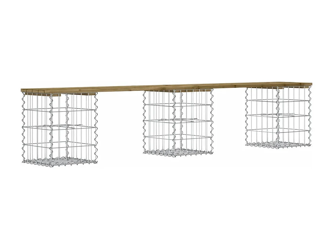 Banc de jardin design gabion 203x31x42 cm bois de pin imprégné