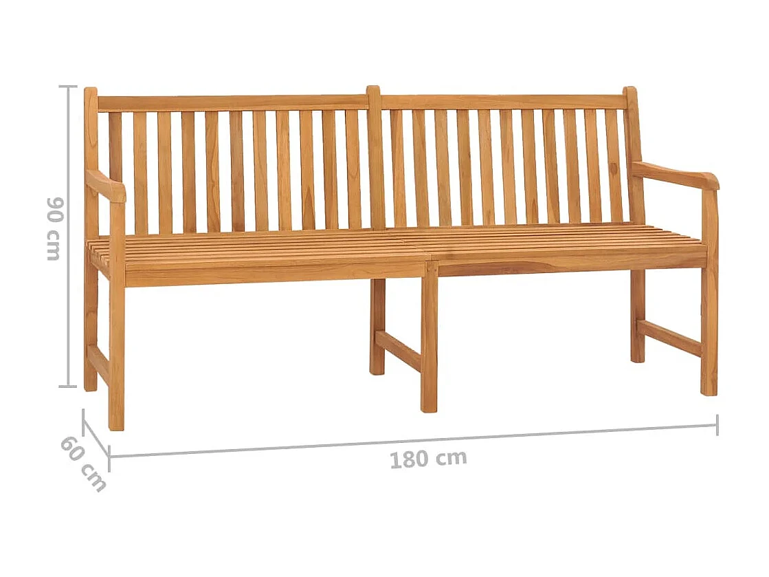 Banco de jardim em madeira maciça de teca de 180 cm