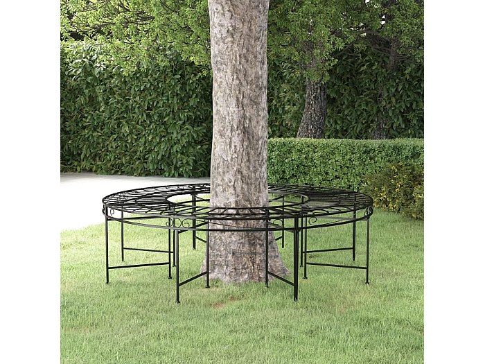 Panchina per albero semicircolare, in legno massello, anticorrosione