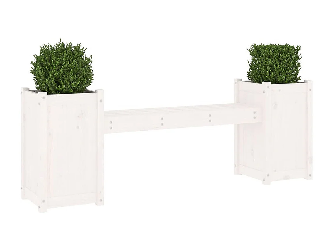 Banc avec jardinières blanc 180x36x63 cm bois massif de pin