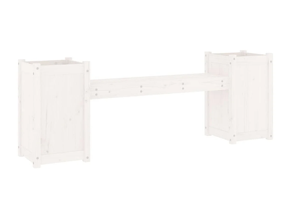 Banc avec jardinières blanc 180x36x63 cm bois massif de pin