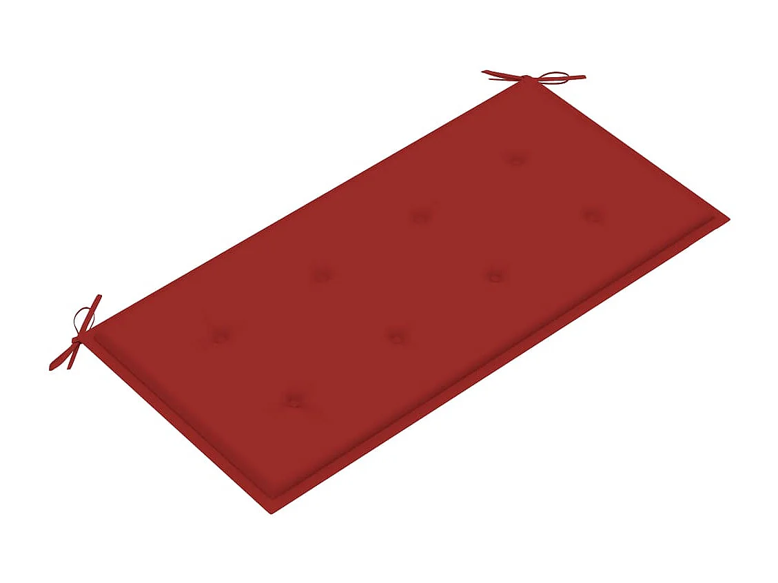 Banc de jardin avec coussin rouge 112 cm Bois de teck massif
