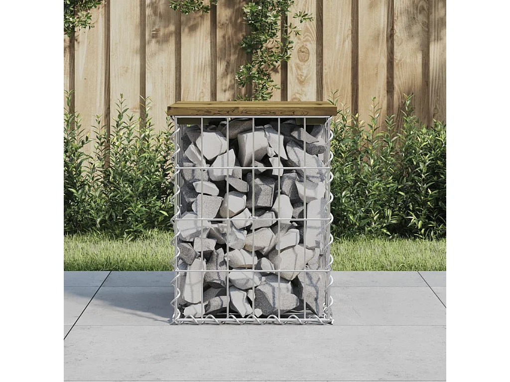 Gartenbank im Gabionen-Design, 33 x 31 x 42 cm, aus imprägniertem Kiefernholz