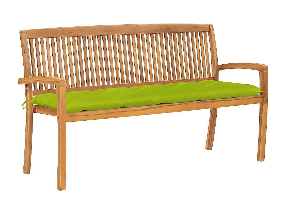 Banco de jardín apilable y cojín 159 cm Madera maciza de teca