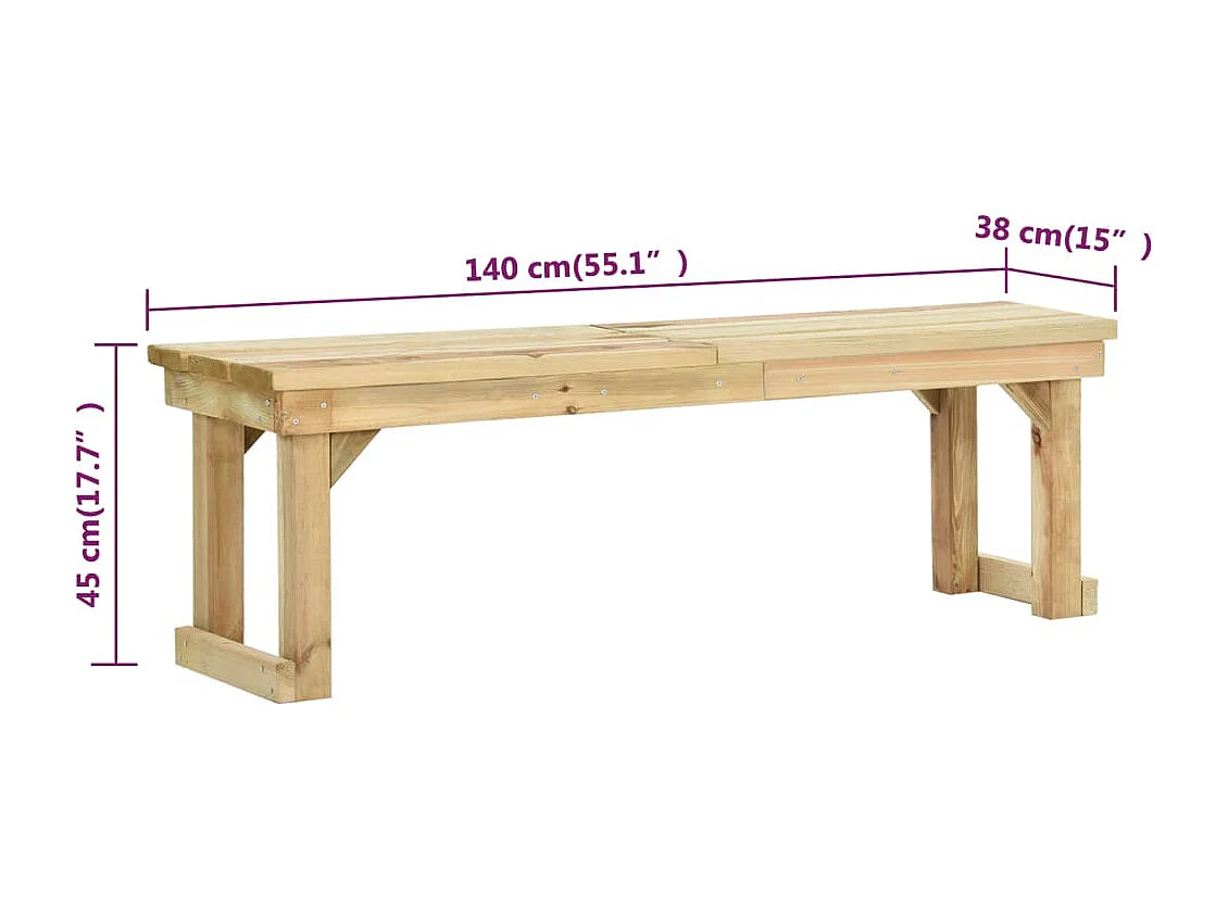 Banco de jardín 140 cm Madera de pino impregnada