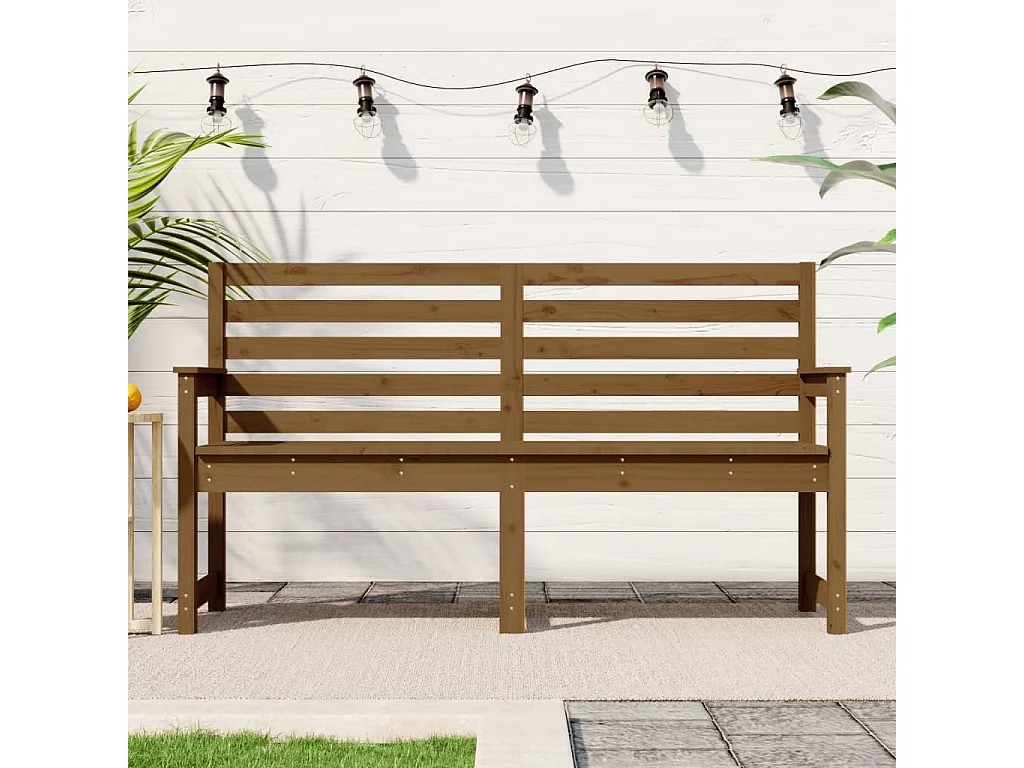 Panca da giardino marrone miele 159,5x48x91,5 cm in legno di pino massiccio