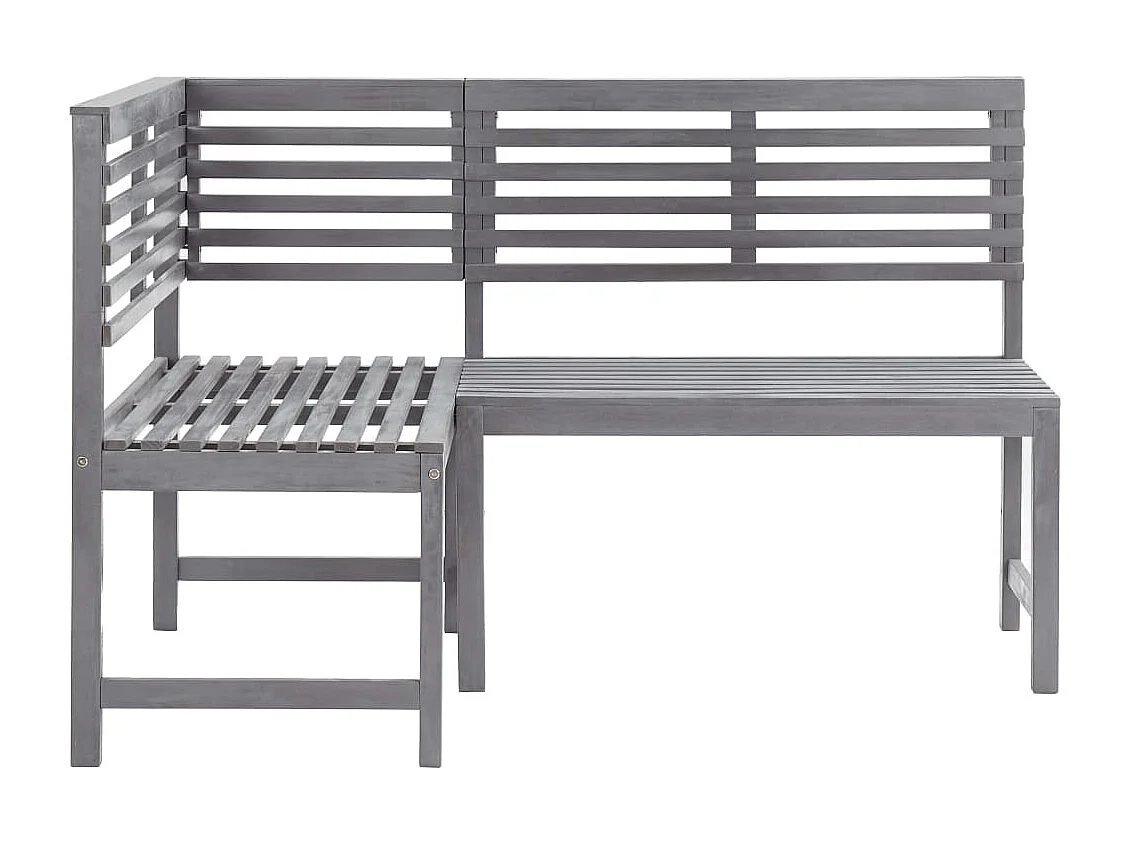 Banco de canto de jardim cinza 140 cm madeira maciça de acácia