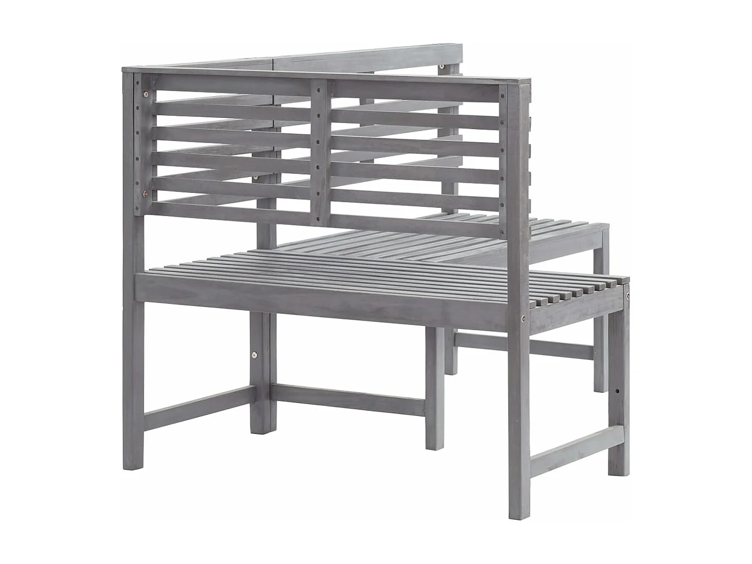 Banco de canto de jardim cinza 140 cm madeira maciça de acácia