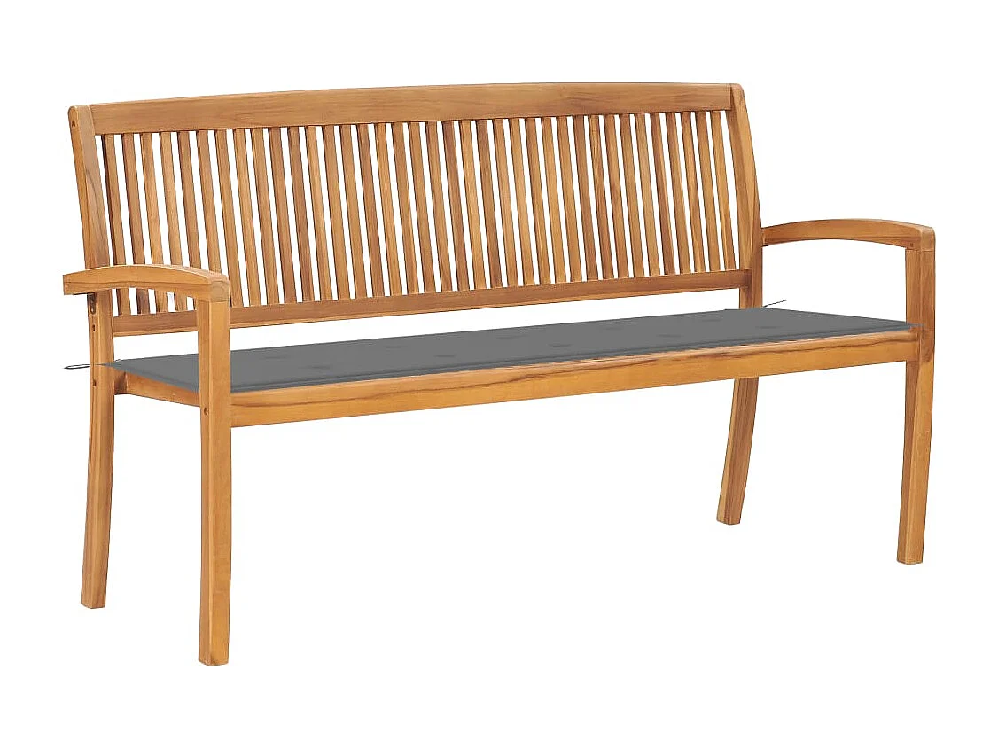 Banco de jardín apilable y cojín 159 cm Madera maciza de teca