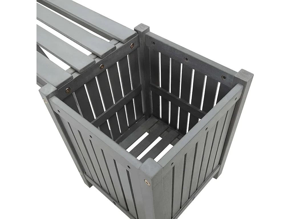 Banc de jardin avec 2 jardinières 150 cm bois d'acacia gris