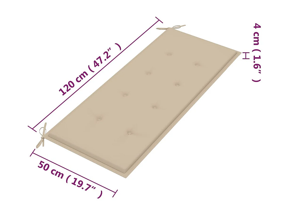 Banco de jardim de 2 lugares com almofada 120 cm madeira de eucalipto