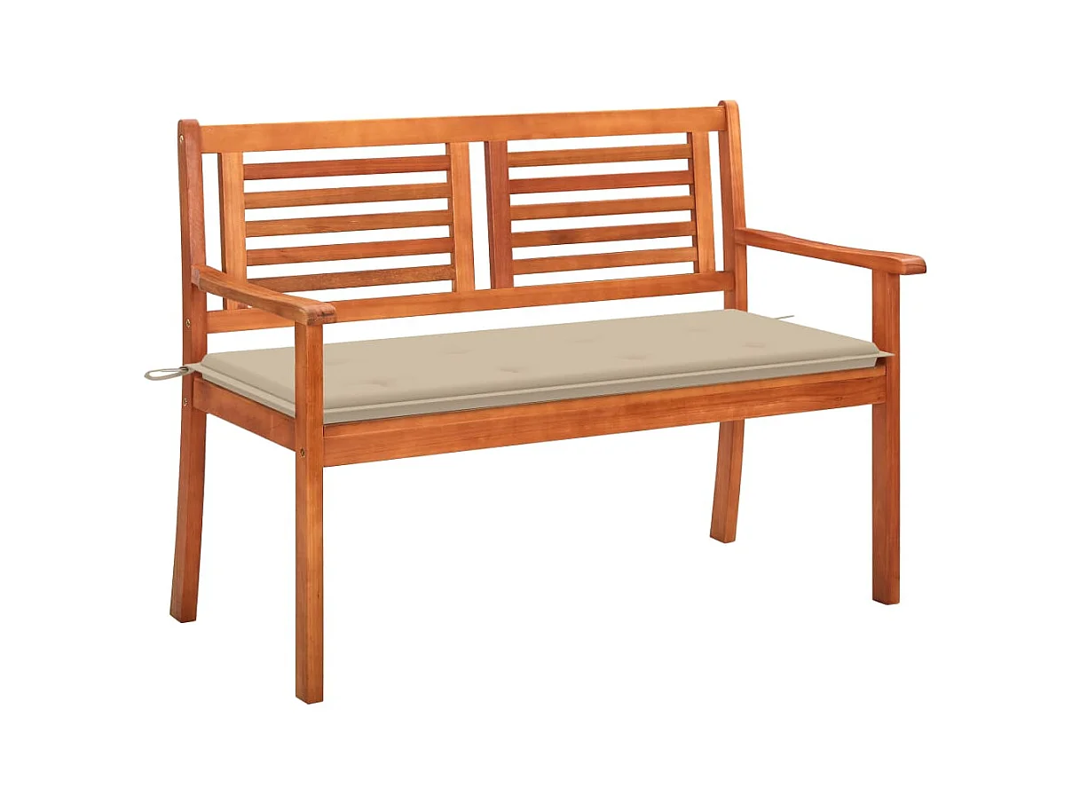 Banc de jardin 2 places avec coussin 120 cm Bois d'eucalyptus