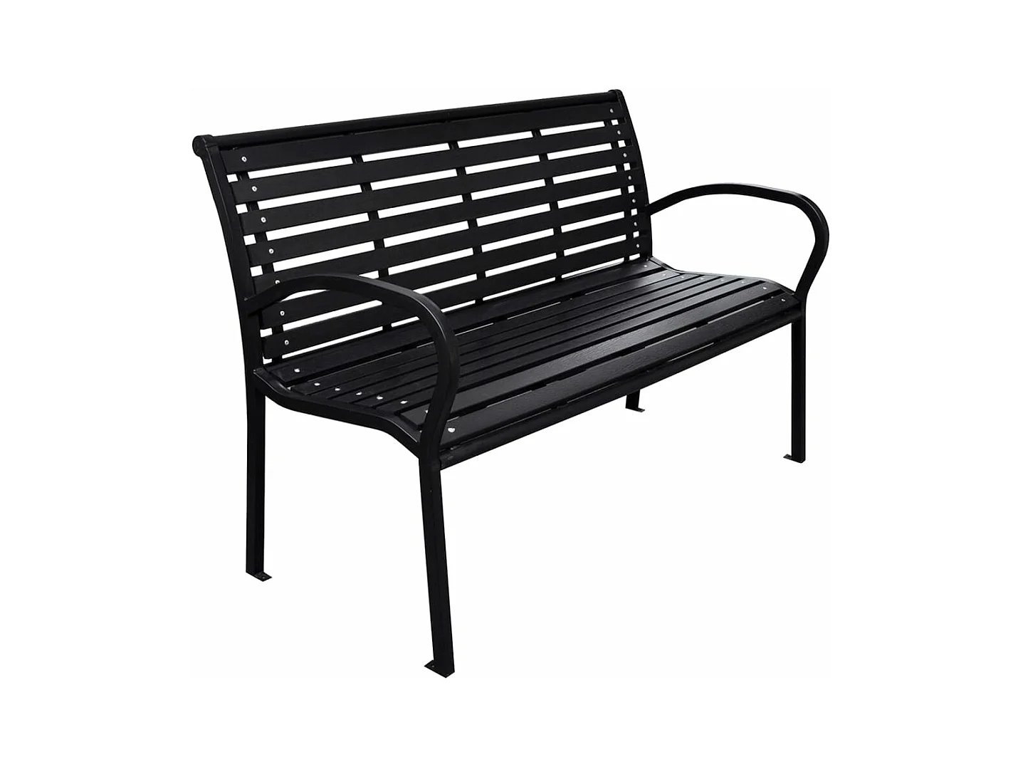 Schwarze Gartenbank 116 cm Stahl und WPC