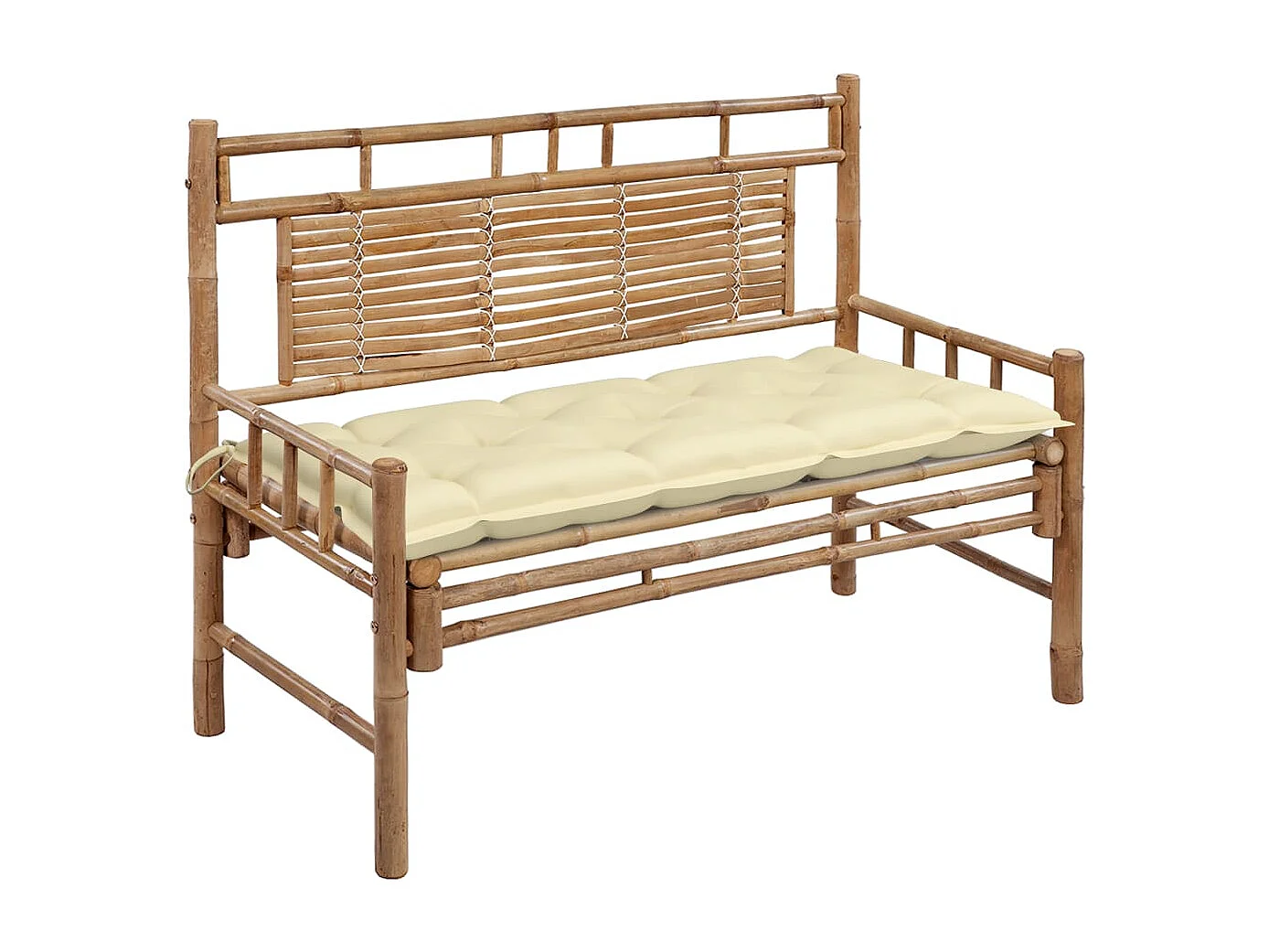 Gartenbank mit Kissen 120 cm Bambus