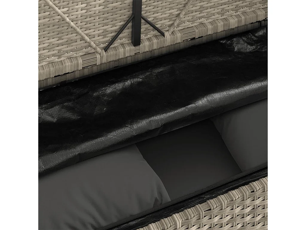 Banc de jardin avec coussins gris clair résine tressée