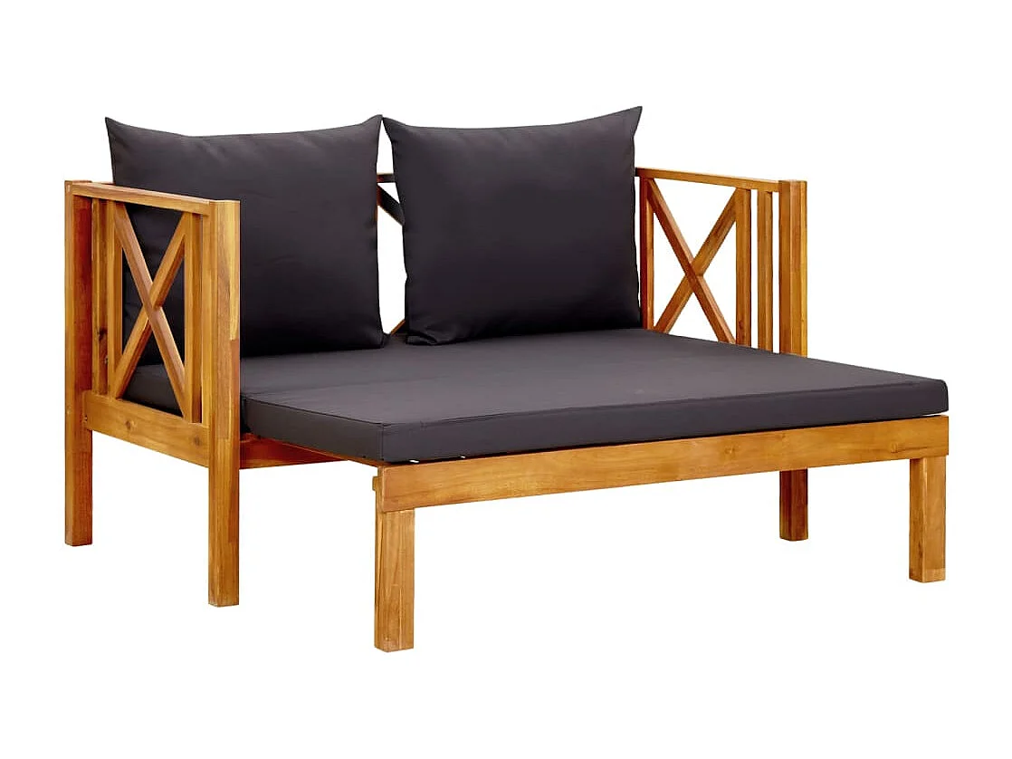 Panca da giardino a 2 posti e cuscini 122 cm Legno massello di acacia