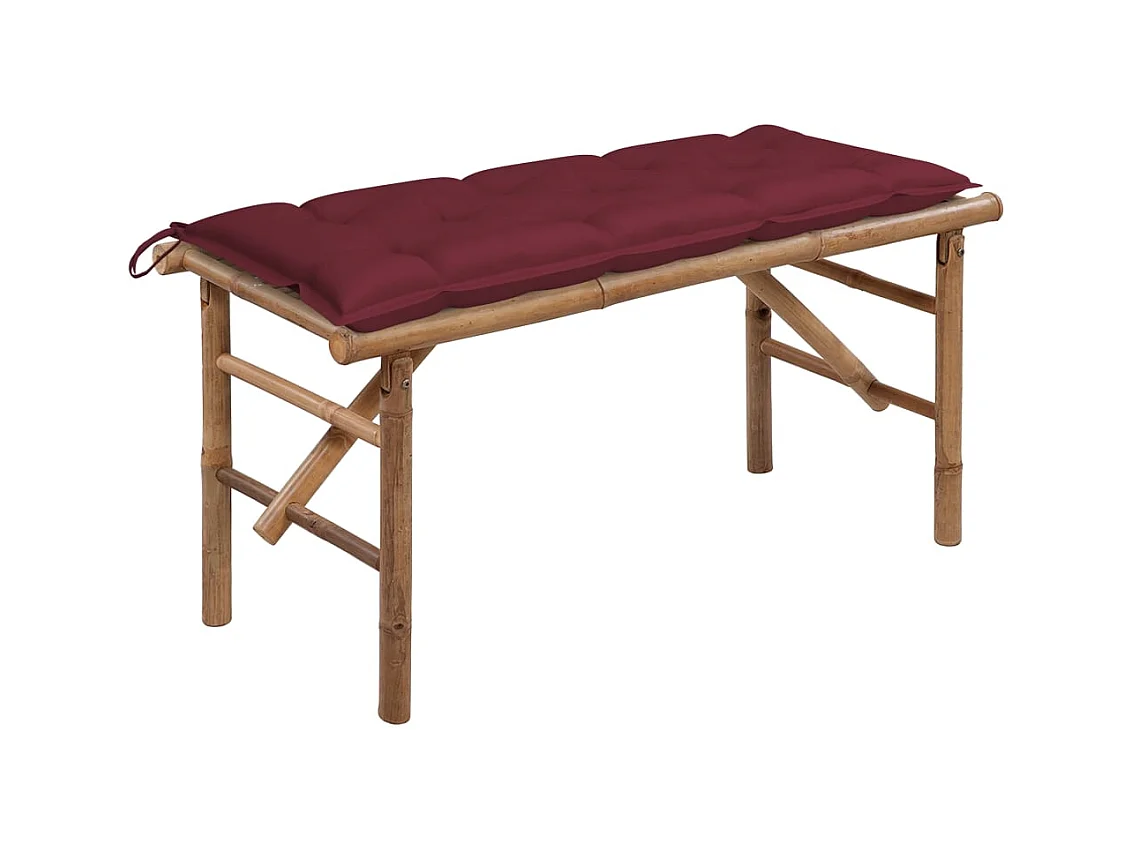 Panca da giardino pieghevole con cuscino 118 cm Bambù