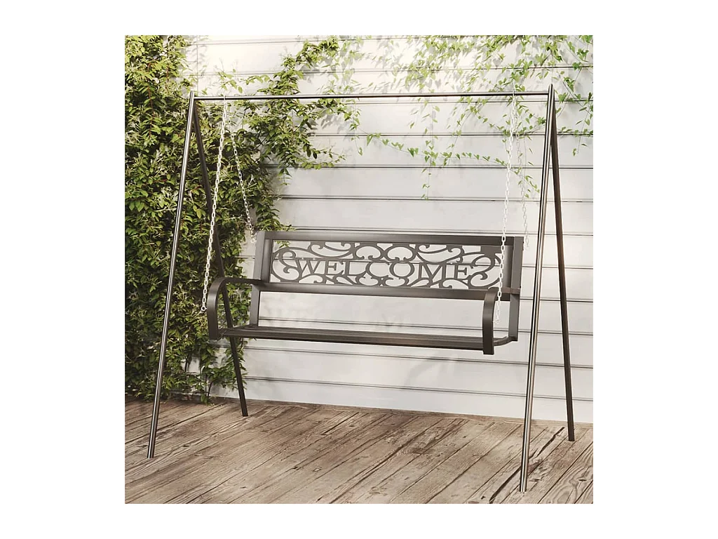 Balancelle de jardin 125 cm Acier et plastique Noir