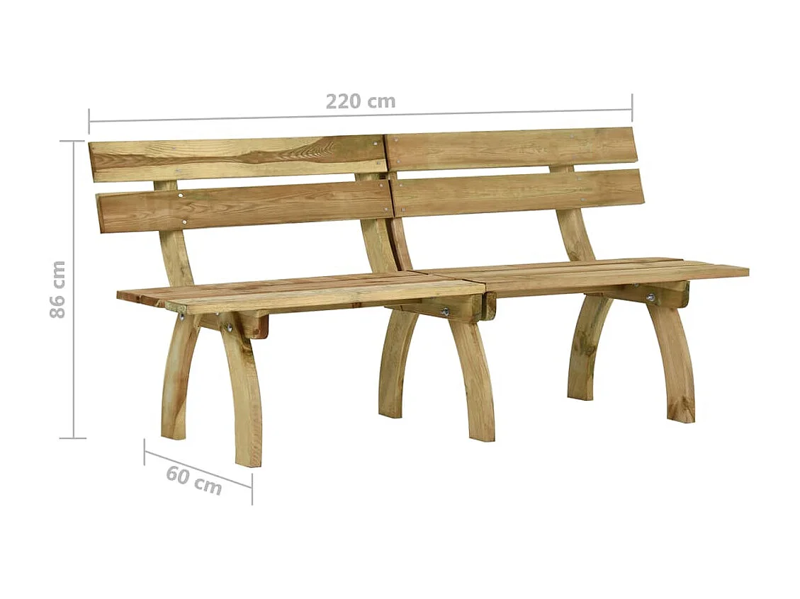 Gartenbank 220 cm aus imprägniertem Kiefernholz