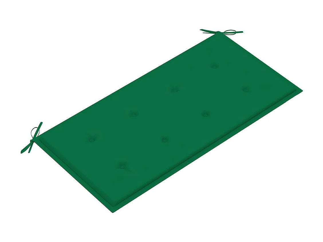 Banc de jardin avec coussin vert 112 cm Bois de teck massif