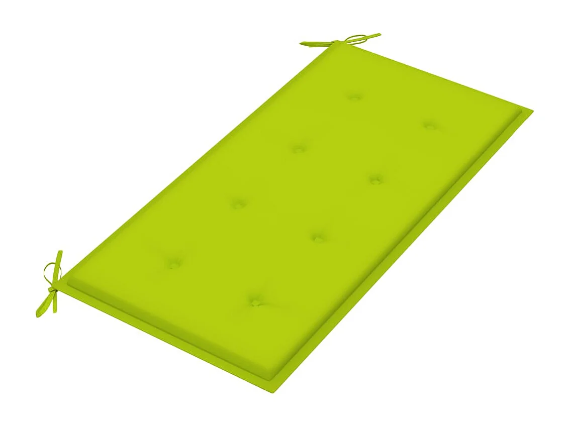 Banco de jardim com almofada verde brilhante 112 cm Madeira maciça de teca
