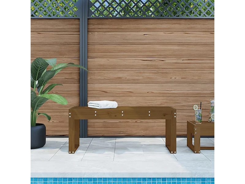 Banc de jardin marron miel 110x38x45 cm bois de pin massif