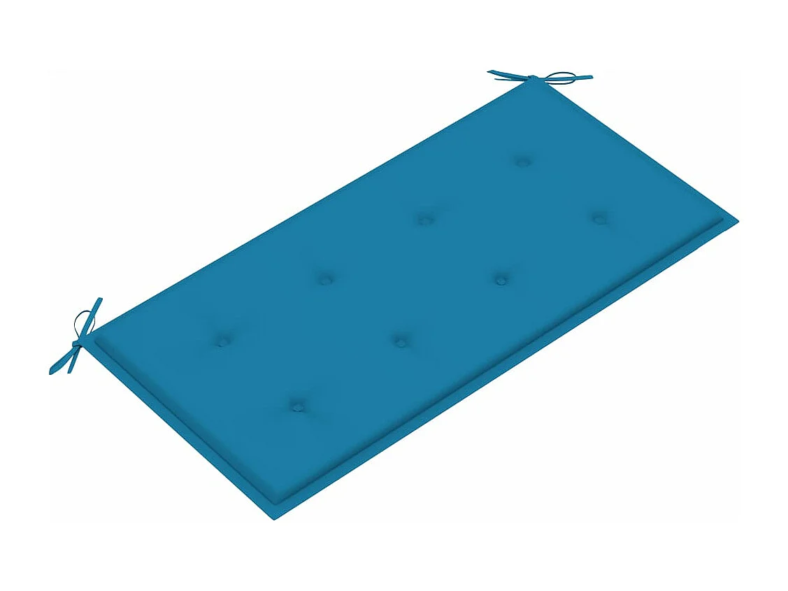 Banc de jardin avec coussin bleu 112 cm Bois de teck massif