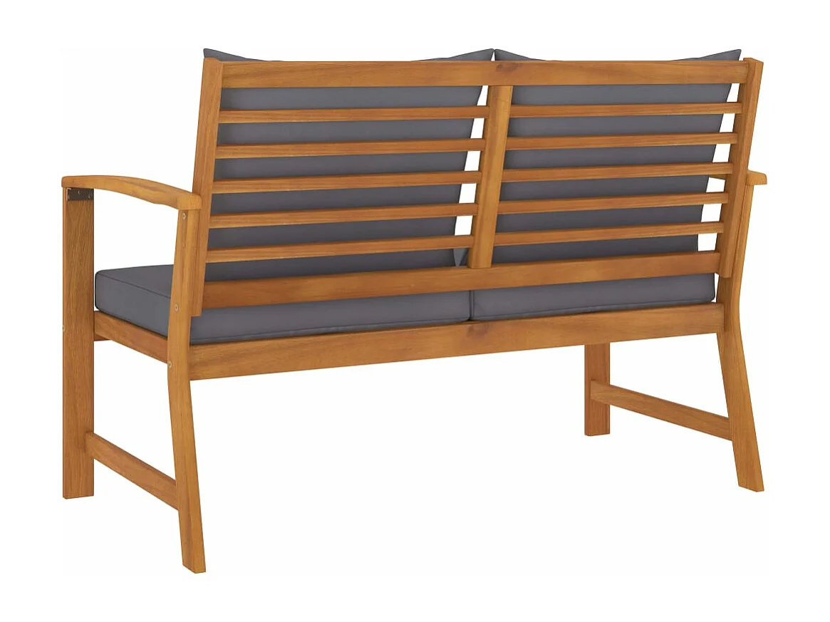 Panca da giardino e cuscino grigio scuro 120 cm Legno massello di acacia