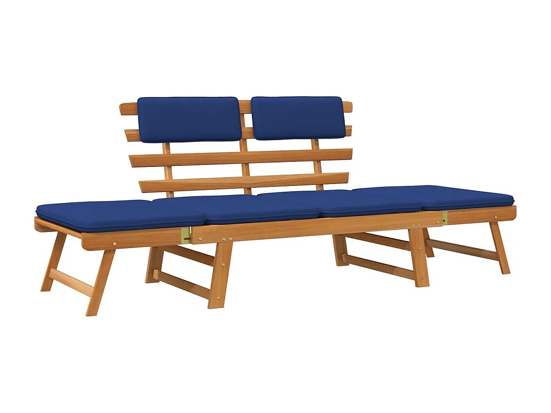 Banc de jardin avec coussins 2-en-1 190 cm Bois solide d'acacia