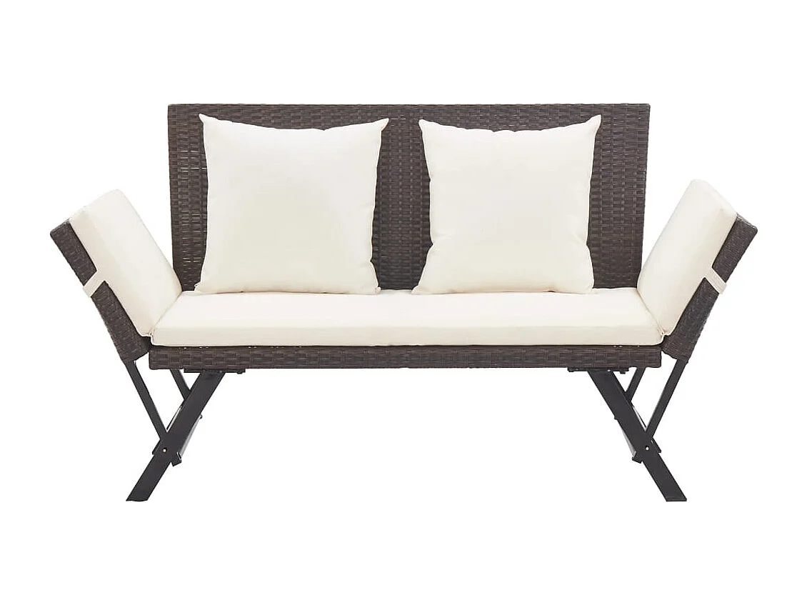 Banc de jardin avec coussins 176 cm Marron Résine tressée