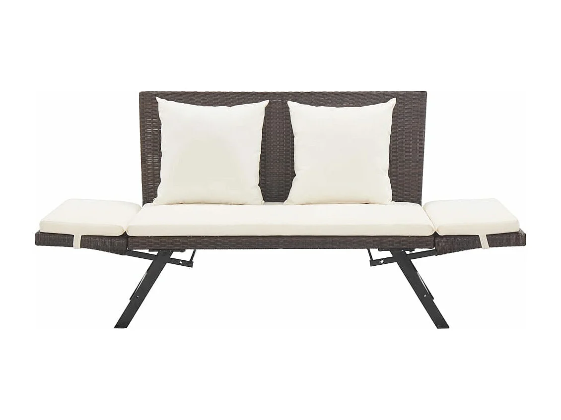 Banc de jardin avec coussins 176 cm Marron Résine tressée