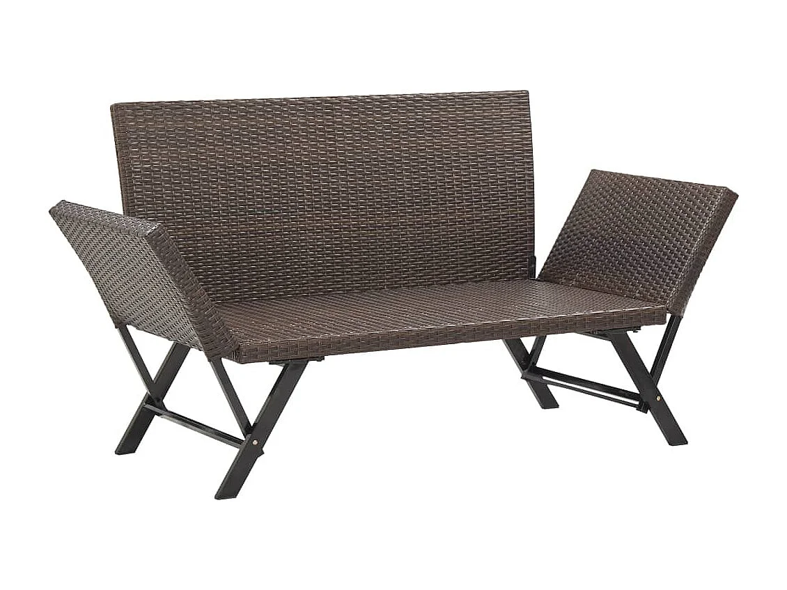 Banc de jardin avec coussins 176 cm Marron Résine tressée