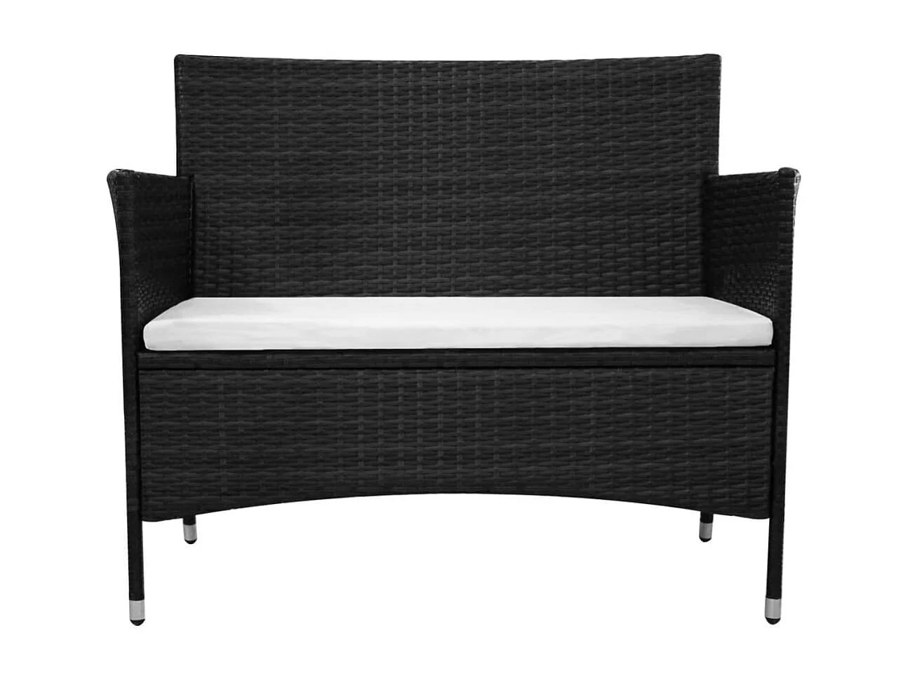 Gartenbank 90 cm Kunstharzgeflecht Schwarz