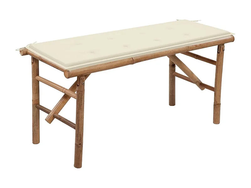 Banc de jardin pliable avec coussin 118 cm Bambou