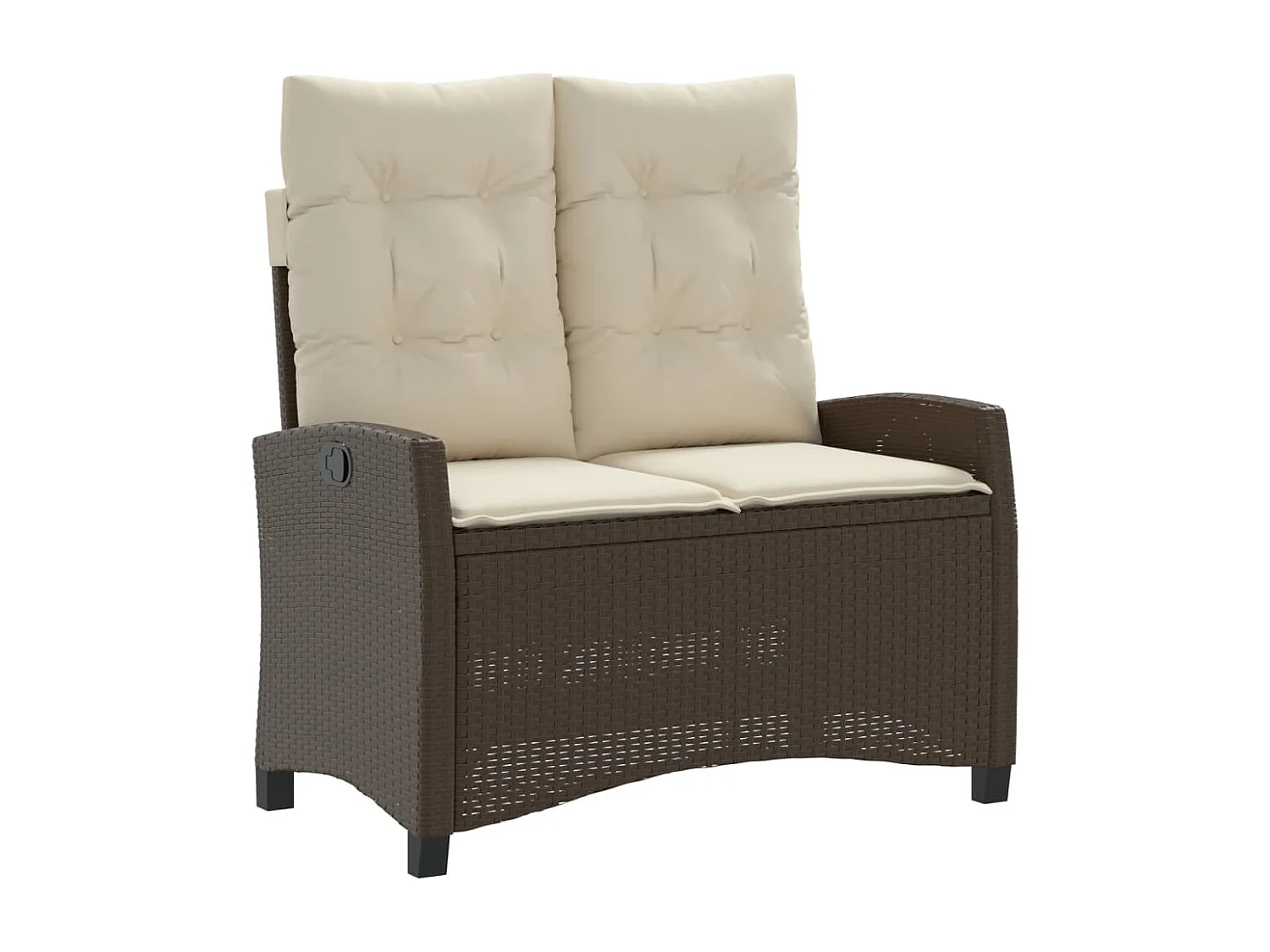 Banc inclinable de jardin avec coussins marron résine tressée