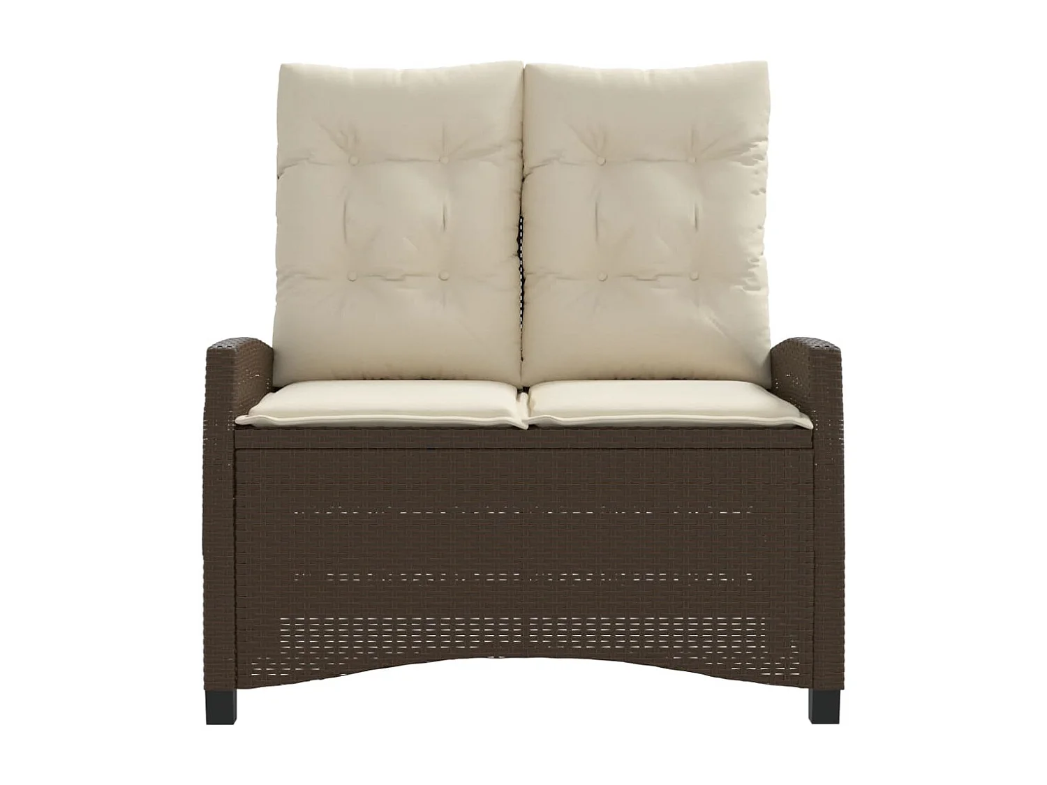 Banc inclinable de jardin avec coussins marron résine tressée