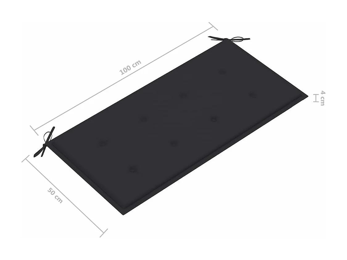Gartenbank und anthrazitfarbenes Kissen 112 cm. Massives Teakholz
