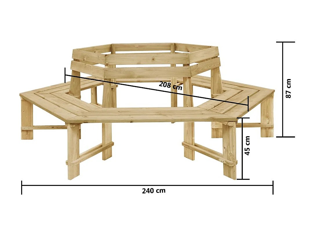 Banc de jardin 240 cm Bois de pin imprégné