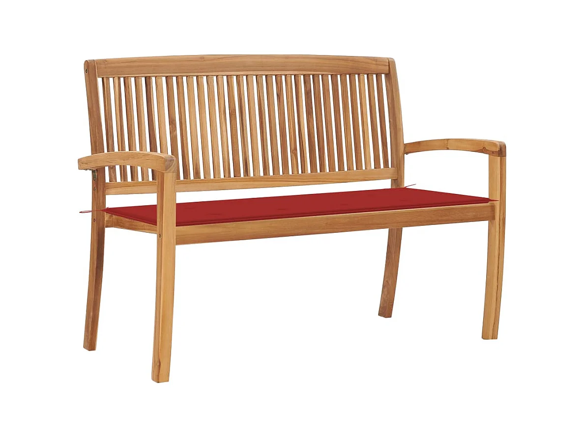 Banc de jardin empilable et coussin 128,5cm Bois de teck massif